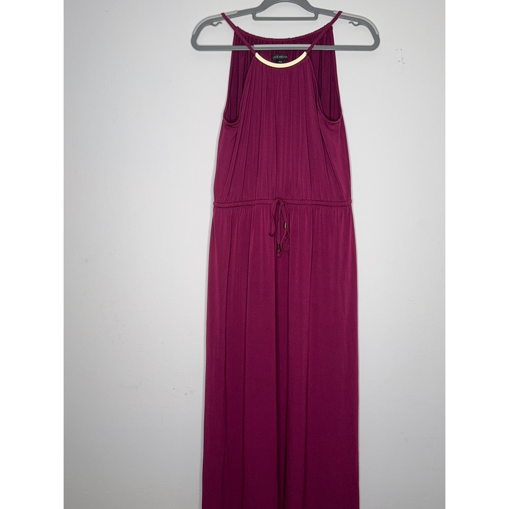 Lane Bryant Magenta Halter Maxi Dress Gold Hardware Drawstring Waist 14/16